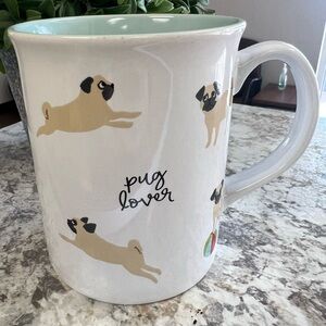 Fringe studio brand PUG LOVER oversized coffee mug.  Pugs playing, jumping